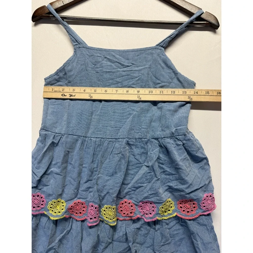 Old Navy Tiered Dress Girls‎ XL (14-16) Blue Eyelet Trim Square Neck Relaxed Fit